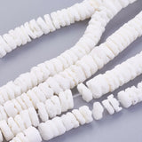 Natural White Shell Beads Strands, Disc/Flat Round, Heishi Beads, 5.5~7.5x1.4~4mm, Hole: 1mm, about 275pcs/strand, 23.81 inch(60.5cm), 5Strand/Set