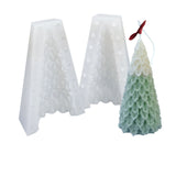 2Set 3D Christmas Tree DIY Candle Two Parts Silicone Molds, for Xmas Tree Scented Candle Making, White, Assembled: 7x7x10.5cm, Inner Diameter: 5x10cm