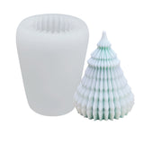 2PCS 3D Origami Christmas Tree DIY Candle Silicone Molds, for Scented Candle Making, White, 29.5x8.7x11cm, Inner Diameter: 9.8x7.6cm