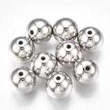 CCB Plastic Beads, Round, Platinum, 10x9.5mm, Hole: 1.5~2mm, about 850pcs/500g