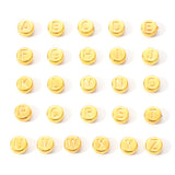 CCB Plastic Beads, Flat Round with Random Mixed Letters, Golden, 7x4mm, Hole: 1.4mm, about 100pcs/bag