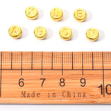 CCB Plastic Beads, Flat Round with Random Mixed Letters, Golden, 7x4mm, Hole: 1.4mm, about 100pcs/bag