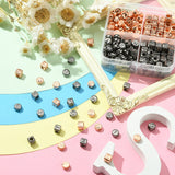 CCB Plastic Beads, Horizontal Hole, Flat Round/Cube with Letter, Gunmetal & Rose Gold, 6~7x6~7x4~6mm, Hole: 1.4~3mm, 267pcs/box