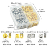 CCB Plastic Beads, Horizontal Hole, Flat Round/Cube with Letter, Platinum & Golden, 6~7x6~7x4~6mm, Hole: 1.4~3mm, 244pcs/box