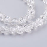 Spray Painted Crackle Glass Beads Strands, Round, Clear, 6mm, Hole: 1.3~1.6mm, about 133pcs/strand, 31.4 inch, 20Strand/Set