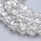 Spray Painted Crackle Glass Beads Strands, Round, Clear, 8mm, Hole: 1.3~1.6mm, about 100pcs/strand, 31.4 inch, 20Strand/Set