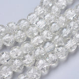 Spray Painted Crackle Glass Beads Strands, Round, Clear, 8mm, Hole: 1.3~1.6mm, about 100pcs/strand, 31.4 inch, 20Strand/Set