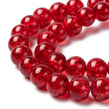 Spray Painted Crackle Glass Beads Strands, Round, Red, 8mm, Hole: 1.3~1.6mm, about 100pcs/strand, 31.4 inch, 20Strand/Set