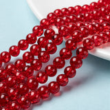 Spray Painted Crackle Glass Beads Strands, Round, Red, 8mm, Hole: 1.3~1.6mm, about 100pcs/strand, 31.4 inch, 20Strand/Set