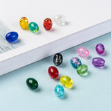 15 Colors Transparent Crackle Glass Beads, Oval, Mixed Color, 8x5.5~6mm, Hole: 1mm, 15 colors, 45pcs/color, 675pcs/box