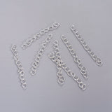 Iron Ends with Twist Chain Extension for Necklace Anklet Bracelet, Cadmium Free & Lead Free, Silver, 50x3.5mm, Links: 5.5x3.5x0.5mm, 100Strands/Set