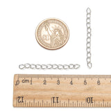Iron Ends with Twist Chains, Platinum, 45~55x3.5mm, Links: 5x3.5x0.8mm, 100Strands/Set