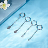 Iron Ends with Twist Chains, Platinum, 45~55x3.5mm, Links: 5x3.5x0.8mm, 100Strands/Set