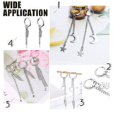 Iron Ends with Twist Chains, Platinum, 45~55x3.5mm, Links: 5x3.5x0.8mm, 100Strands/Set