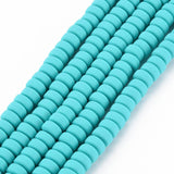 Handmade Polymer Clay Beads Strands, for DIY Jewelry Crafts Supplies, Flat Round, Dark Turquoise, 6~7x3mm, Hole: 1.5mm, about 113~116pcs/strand, 15.55 inch~16.14 inch(39.5~41cm), 10Strand/Set