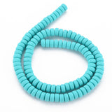 Handmade Polymer Clay Beads Strands, for DIY Jewelry Crafts Supplies, Flat Round, Dark Turquoise, 6~7x3mm, Hole: 1.5mm, about 113~116pcs/strand, 15.55 inch~16.14 inch(39.5~41cm), 10Strand/Set