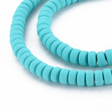 Handmade Polymer Clay Beads Strands, for DIY Jewelry Crafts Supplies, Flat Round, Dark Turquoise, 6~7x3mm, Hole: 1.5mm, about 113~116pcs/strand, 15.55 inch~16.14 inch(39.5~41cm), 10Strand/Set