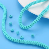 Handmade Polymer Clay Beads Strands, for DIY Jewelry Crafts Supplies, Flat Round, Dark Turquoise, 6~7x3mm, Hole: 1.5mm, about 113~116pcs/strand, 15.55 inch~16.14 inch(39.5~41cm), 10Strand/Set