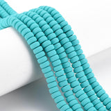 Handmade Polymer Clay Beads Strands, for DIY Jewelry Crafts Supplies, Flat Round, Dark Turquoise, 6~7x3mm, Hole: 1.5mm, about 113~116pcs/strand, 15.55 inch~16.14 inch(39.5~41cm), 10Strand/Set