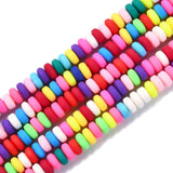 Handmade Polymer Clay Beads Strands, for DIY Jewelry Crafts Supplies, Flat Round, Colorful, 6~7x3mm, Hole: 1.5mm, about 113~116pcs/strand, 15.55 inch~16.14 inch(39.5~41cm), 10Strand/Set