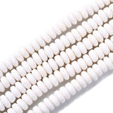 Handmade Polymer Clay Beads Strands, for DIY Jewelry Crafts Supplies, Flat Round, Creamy White, 6~7x3mm, Hole: 1.5mm, about 113~116pcs/strand, 15.55 inch~16.14 inch(39.5~41cm), 10Strand/Set