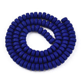 Handmade Polymer Clay Beads Strands, for DIY Jewelry Crafts Supplies, Flat Round, Dark Blue, 6~7x3mm, Hole: 1.5mm, about 113~116pcs/strand, 15.55 inch~16.14 inch(39.5~41cm)., 10Strand/Set