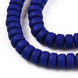 Handmade Polymer Clay Beads Strands, for DIY Jewelry Crafts Supplies, Flat Round, Dark Blue, 6~7x3mm, Hole: 1.5mm, about 113~116pcs/strand, 15.55 inch~16.14 inch(39.5~41cm)., 10Strand/Set