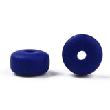 Handmade Polymer Clay Beads Strands, for DIY Jewelry Crafts Supplies, Flat Round, Dark Blue, 6~7x3mm, Hole: 1.5mm, about 113~116pcs/strand, 15.55 inch~16.14 inch(39.5~41cm)., 10Strand/Set