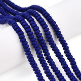 Handmade Polymer Clay Beads Strands, for DIY Jewelry Crafts Supplies, Flat Round, Dark Blue, 6~7x3mm, Hole: 1.5mm, about 113~116pcs/strand, 15.55 inch~16.14 inch(39.5~41cm)., 10Strand/Set