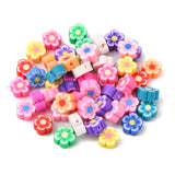 Handmade Polymer Clay Flower Plum Blossom Beads, Mixed Color, 8~10x3~5mm, Hole: 2mm, 500pc/Set