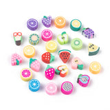 Handmade Polymer Clay Fruit Theme Beads, Mixed Color, 7~12x8~10x4~5mm, Hole: 2mm, 500pcs/Set