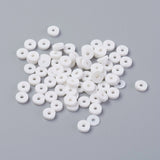 Handmade Polymer Clay Beads, Disc/Flat Round, Heishi Beads, White, 4x1mm, Hole: 1mm, about 380~400pcs/strand, 17.7 inch, 10Strands/Set