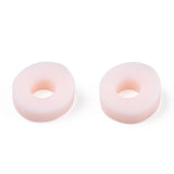 Flat Round Handmade Polymer Clay Bead Spacers, Misty Rose, 4x1mm, Hole: 1mm, about 380~400pcs/strand, 17.7 inch, 10Strand/Set