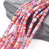 Handmade Polymer Clay Beads, for DIY Jewelry Crafts Supplies, Disc/Flat Round, Heishi Beads, Mixed Color, 4x1mm, Hole: 1mm, about 380~400pcs/strand, 17.7 inch, 10Strands/Set