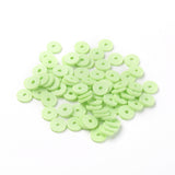 Flat Round Handmade Polymer Clay Beads, Disc Heishi Beads for Hawaiian Earring Bracelet Necklace Jewelry Making, Light Green, 6x1mm, Hole: 2mm, about 353~378pcs/strand, 17.7 inch, 10Strands/Set