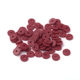 Flat Round Handmade Polymer Clay Beads, Disc Heishi Beads for Hawaiian Earring Bracelet Necklace Jewelry Making, Dark Red, 6x1mm, Hole: 2mm, about 353~378pcs/strand, 17.7 inch, 10Strand/Set