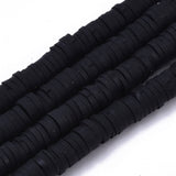 Handmade Polymer Clay Beads Strands, for DIY Jewelry Crafts Supplies, Heishi Beads, Disc/Flat Round, Black, 6x0.5~1mm, Hole: 1.8mm, about 290~320pcs/strand, 15.75 inch~16.14 inch(40~41cm), 10Strand/Set