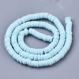 Handmade Polymer Clay Beads Strands, for DIY Jewelry Crafts Supplies, Heishi Beads, Disc/Flat Round, Sky Blue, 6x0.5~1mm, Hole: 1.8mm, about 290~320pcs/strand, 15.75 inch~16.14 inch(40~41cm), 10Strand/Set