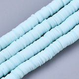 Handmade Polymer Clay Beads Strands, for DIY Jewelry Crafts Supplies, Heishi Beads, Disc/Flat Round, Sky Blue, 6x0.5~1mm, Hole: 1.8mm, about 290~320pcs/strand, 15.75 inch~16.14 inch(40~41cm), 10Strand/Set