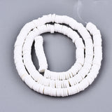 Handmade Polymer Clay Beads Strands, for DIY Jewelry Crafts Supplies, Heishi Beads, Disc/Flat Round, White, 6x0.5~1mm, Hole: 1.8mm, about 290~320pcs/strand, 15.75 inch~16.14 inch(40~41cm), 10Strands/Set