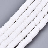 Handmade Polymer Clay Beads Strands, for DIY Jewelry Crafts Supplies, Heishi Beads, Disc/Flat Round, White, 6x0.5~1mm, Hole: 1.8mm, about 290~320pcs/strand, 15.75 inch~16.14 inch(40~41cm), 10Strands/Set