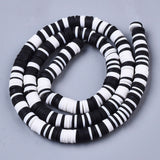 Handmade Polymer Clay Beads Strands, for DIY Jewelry Crafts Supplies, Heishi Beads, Disc/Flat Round, Black, 6x0.5~1mm, Hole: 1.8mm, about 290~320pcs/strand, 15.75 inch~16.14 inch(40~41cm), 10Strand/Set