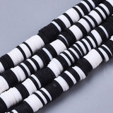 Handmade Polymer Clay Beads Strands, for DIY Jewelry Crafts Supplies, Heishi Beads, Disc/Flat Round, Black, 6x0.5~1mm, Hole: 1.8mm, about 290~320pcs/strand, 15.75 inch~16.14 inch(40~41cm), 10Strand/Set