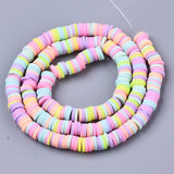 Handmade Polymer Clay Beads Strands, for DIY Jewelry Crafts Supplies, Heishi Beads, Disc/Flat Round, Mixed Color, 6x0.5~1mm, Hole: 1.8mm, about 290~320pcs/strand, 15.75 inch~16.14 inch(40~41cm), 10Strands/Set