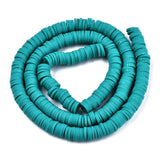 Handmade Polymer Clay Beads Strands, for DIY Jewelry Crafts Supplies, Heishi Beads, Disc/Flat Round, Dark Cyan, 6x0.5~1mm, Hole: 1.8mm, about 290~320pcs/strand, 15.75 inch~16.14 inch(40~41cm), 10Strands/Set