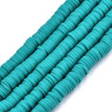 Handmade Polymer Clay Beads Strands, for DIY Jewelry Crafts Supplies, Heishi Beads, Disc/Flat Round, Dark Cyan, 6x0.5~1mm, Hole: 1.8mm, about 290~320pcs/strand, 15.75 inch~16.14 inch(40~41cm), 10Strands/Set