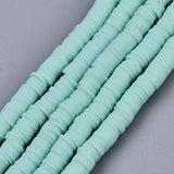 Handmade Polymer Clay Beads Strands, for DIY Jewelry Crafts Supplies, Heishi Beads, Disc/Flat Round, Aquamarine, 6x0.5~1mm, Hole: 1.8mm, about 290~320pcs/strand, 15.75 inch~16.14 inch(40~41cm), 10Strand/Set