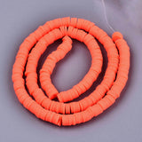 Handmade Polymer Clay Beads Strands, for DIY Jewelry Crafts Supplies, Heishi Beads, Disc/Flat Round, Tomato, 6x0.5~1mm, Hole: 1.8mm, about 290~320pcs/strand, 15.75 inch~16.14 inch(40~41cm), 10Strand/Set