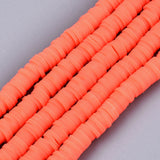 Handmade Polymer Clay Beads Strands, for DIY Jewelry Crafts Supplies, Heishi Beads, Disc/Flat Round, Tomato, 6x0.5~1mm, Hole: 1.8mm, about 290~320pcs/strand, 15.75 inch~16.14 inch(40~41cm), 10Strand/Set