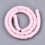 Handmade Polymer Clay Beads Strands, for DIY Jewelry Crafts Supplies, Heishi Beads, Disc/Flat Round, Pearl Pink, 6x0.5~1mm, Hole: 1.8mm, about 290~320pcs/strand, 15.75 inch~16.14 inch(40~41cm), 10Strands/Set